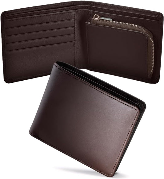 二つ折り財布 財布 メンズ 本革【日本製の風格】 大容量 カード ファスナー  国内生産 スムースレザー 父の日